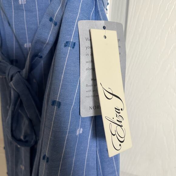 Eliza J Poplin Pinstripe Shirt Dress NWT Nordstrom Size 10 Blue - Picture 5 of 8